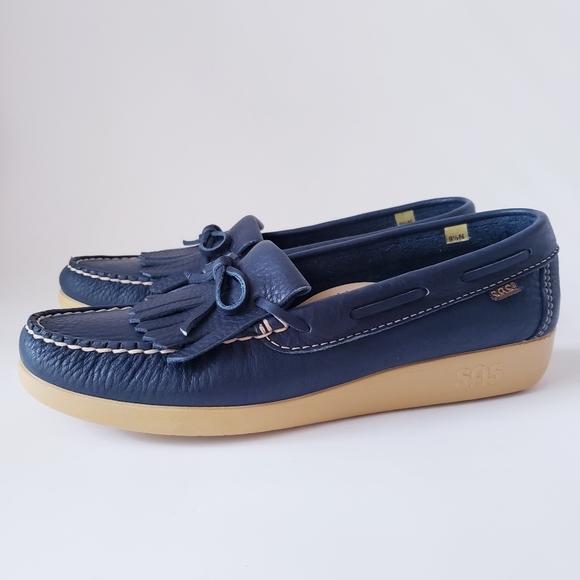SAS Hand-sewn Blue Leather Loafers - Picture 13 of 13